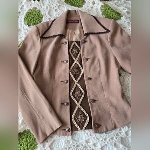 Vintage Boho Embroidered Blazer, Size Small